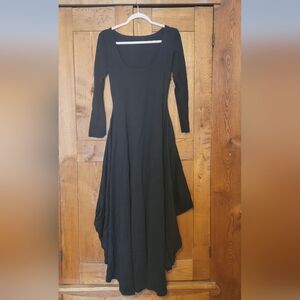 Designer Black Long Sleeve Floor Lenght Gown